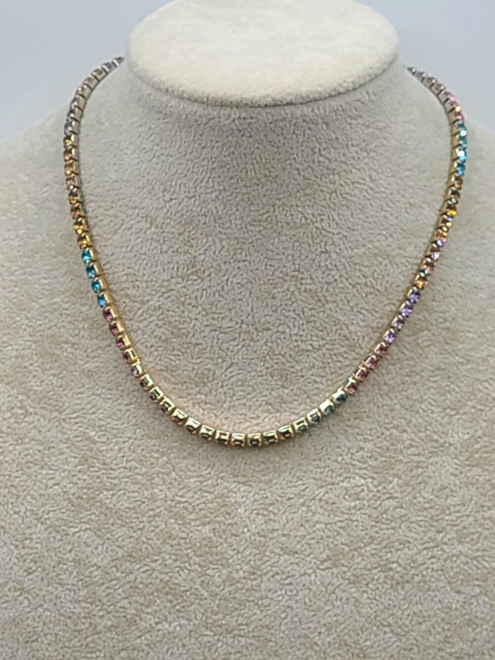 J Crew Girls Rainbow Crystal Tennis Necklace - Picture 8 of 13